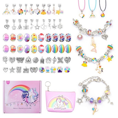 

Bettelarmband-Herstellungsset für Mädchen, Bettelarmbänder-Schmuckherstellungsset mit Perlen, Armbändern, Anhängern, Halsketten, DIY-Bastelgeschenken, Geschenkset für Teenager-Mädchen, Kinder im Alter