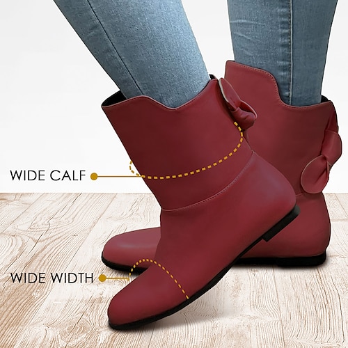 

Damen Stiefel Weite Wadenstiefel Übergrössen Vintage-Schuhe Outdoor Täglich Stiefel mit mittlerer Wade Kätzchen-Ferse Runde Zehe Elegant Brautkleider schlicht Minimalismus PU Feste Farbe Wein Rosa