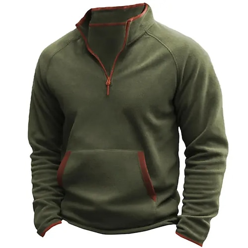 

Homme Sweat shirt Sweat-shirt quart de fermeture éclair Vert Véronèse Demi fermeture éclair Bloc de couleur Patchwork Poche Sport Loisir du quotidien Vacances Vêtement de rue basique Décontractées