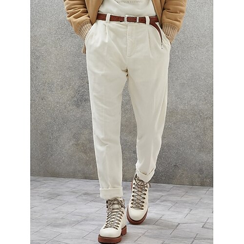 

Hombre pantalones de traje Pantalones de Pana Pantalones de invierno Pantalones Pantalones de traje Bolsillo Plano Comodidad Transpirable Exterior Diario Noche Moda Casual Negro Blanco