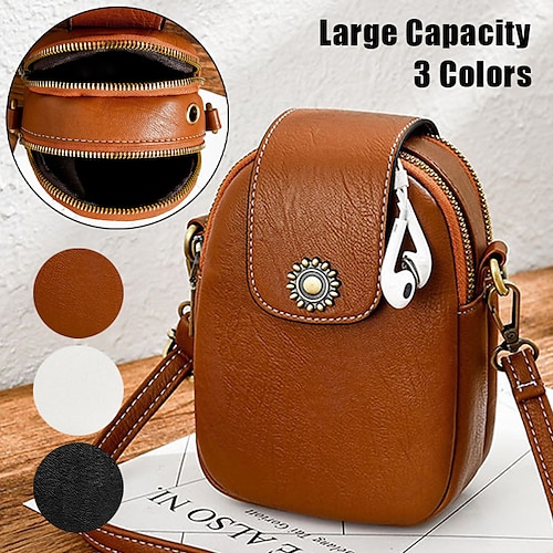 

Women's Crossbody Bag Shoulder Bag Dome Bag PU Leather Outdoor Daily Holiday Buttons Zipper Large Capacity Waterproof Lightweight Solid Color White sun Black sun brown sun