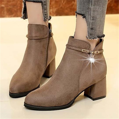 

Femme Bottes Bottes souples Grandes Tailles Extérieur du quotidien Bottes mi-mollet Fermeture Talon Bottier Bout rond Mode Style industriel Polyuréthane Fermeture Couleur unie Noir Kaki