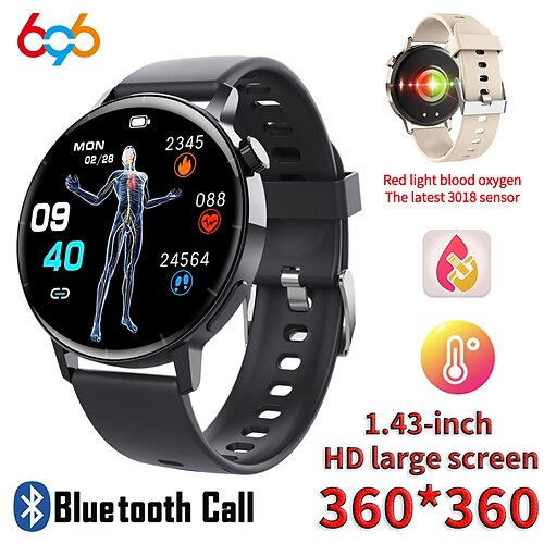 

696 F67 Smart Watch 1.43 inch Smartwatch Fitness Running Watch Bluetooth Pedometer Call Reminder Sleep Tracker Compatible with Android iOS Women Men Hands-Free Calls Message Reminder Camera Control