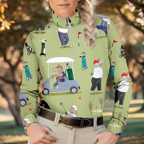 

Mujer Camisas de polo Camiseta de golf Transpirable Secado rápido Dispersor de humedad Manga Larga Ropa de golf ropa de golf Ajuste regular Cremallera Cuello alto Impreso Primavera Otoño Tenis Golf