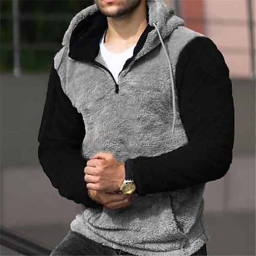 

Herren Hoodie Sweatshirt Kapuze Kapuzenpullover mit Reißverschluss Fleece-Hoodie Schwarz Braun Grau Mit Kapuze Farbblock Patchwork Tasche Sport Natur Täglich Festtage Strassenmode Brautkleider