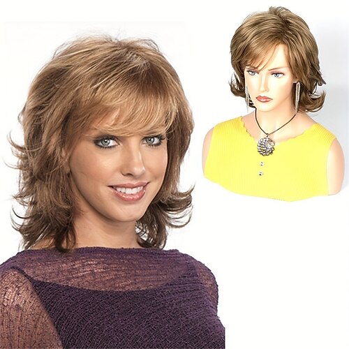 

Synthetic Wig Curly Neat Bang Wig Short Light golden Black Blonde Synthetic Hair Women's Fashionable Design Soft Natural Pink Black