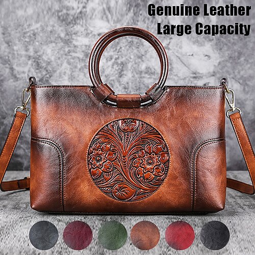 

Damen Handtasche Umhängetasche Schultertasche Boston-Tasche Leder Party Täglich Festtage Reißverschluss Hohe Kapazität Langlebig Multi-Carry Feste Farbe Geometrisch Blume Weinrot Schwarz Rote