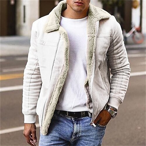 

Herren Winterjacke Fleecejacke Sherpa-Jacke Outdoor Freizeitskleidung Warm Zip Tasche Herbst Winter Glatt Modisch Strassenmode Kargen Standard Schwarz Blau Khaki Grau Jacken