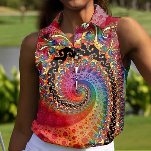 

Mujer Camisas de polo ropa de golf Transpirable Secado rápido Ligero Sin Mangas Camiseta Impreso Verano Golf