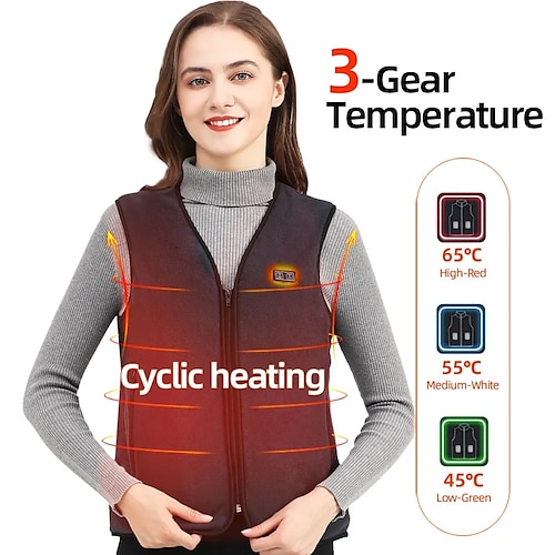 

Chaleco calefactor de invierno para hombre, chaleco autocalentable de lana para mujer, cuello en v, lavable, chaqueta eléctrica con calefacción por usb, ropa térmica para exteriores