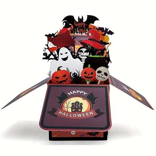 

1pc, carte pop-up de manoir hanté d'Halloween - carte de boîte 3d avec enveloppe pour les enfants - cartes de voeux effrayantes pour Halloween