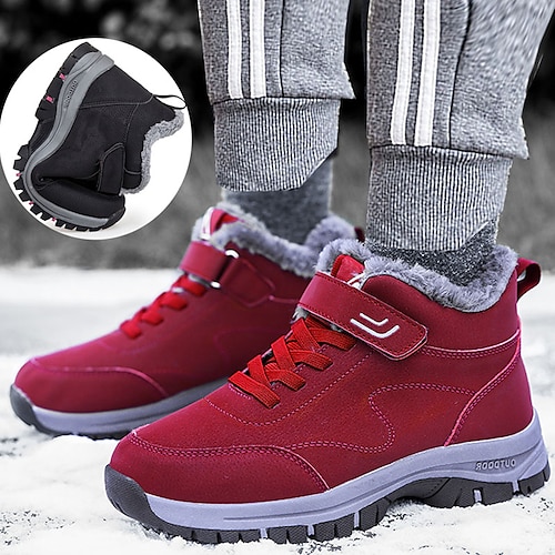 

Women's Sneakers Boots Snow Boots Plus Size Hiking Boots Outdoor Daily Fleece Lined Booties Ankle Boots Winter Wedge Heel Round Toe Casual Comfort Running Hiking Walking Elastic Fabric Lace-up Solid