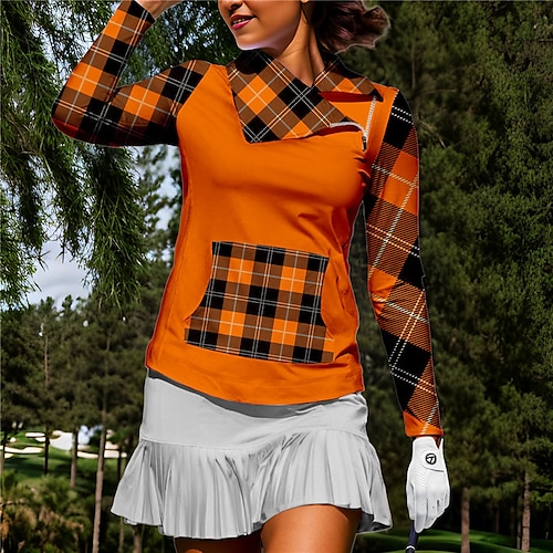 

Mujer Camisas de polo Camiseta de golf Mantiene abrigado Transpirable Dispersor de humedad Manga Larga Ropa de golf ropa de golf Ajuste regular Cremallera Bolsillos laterales Plaid Primavera Otoño