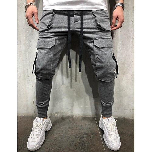 

Men's Sweatpants Joggers Trousers Pocket Drawstring Elastic Waist Plain Comfort Breathable Outdoor Daily Going out Fashion Casual Black White