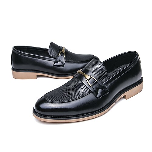 

Men's Loafers Slip-Ons Dress Shoes Leather Loafers Business Wedding Party Evening PU Comfortable Loafer Black Winter