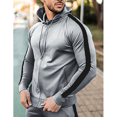 

Homens Moletom Full Zip Hoodie Casacos Preto Azul Cinzento Claro Cinzento Com Capuz Bloco de cor Patchwork Desportos e Ar livre Diário Feriado Roupa de rua Legal Casual Primavera Outono Roupa