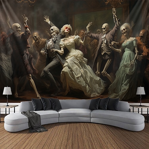  halloween fest skrekk hengende billedvev veggkunst stor billedvev veggmaleri dekor fotografi bakteppe teppe gardin hjem soverom stue dekorasjon hodeskalle zombie blod halloween dekorasjoner