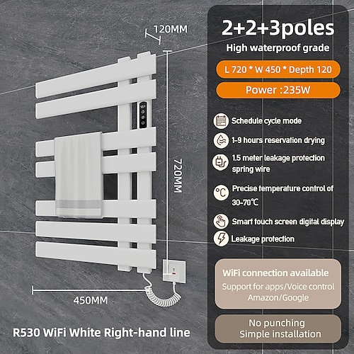 

Radiateur sèche-serviettes électrique, porte-serviettes chauffant mural et autoportant, sèche-serviettes pour salle de bain