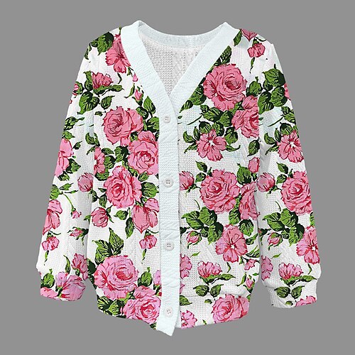 

Fille 3D Floral Pull et Cardigan manche longue 3D effet Automne Hiver Actif Mode Le style mignon Polyester Enfants 3-12 ans Col en V Extérieur Casual du quotidien Standard