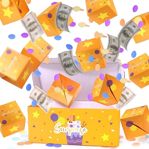 

Caja de regalo sorpresa de cumpleaños, explosión por dinero, caja de regalo sorpresa de feliz cumpleaños con confeti, caja de regalo de explosión en efectivo para mujeres, hombres y niños