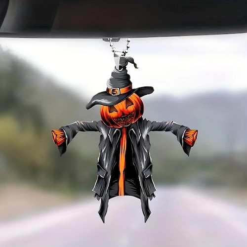 

Colgantes del espejo retrovisor del coche de calabaza de halloween decoraciones divertidas del coche regalos creativos