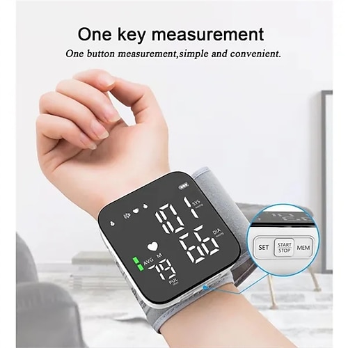 

Blood Pressure Monitor LED Backlit Display Automatic Wrist Cuff Blood Pressure Machine Reading Memory Bp Monitor