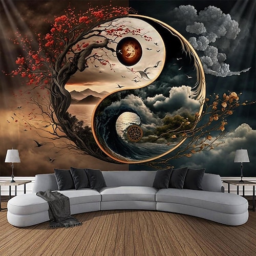 

Yinyang Taichi Hanging Tapestry Wall Art Large Tapestry Mural Decor Photograph Backdrop Blanket Curtain Home Bedroom Living Room Decoration