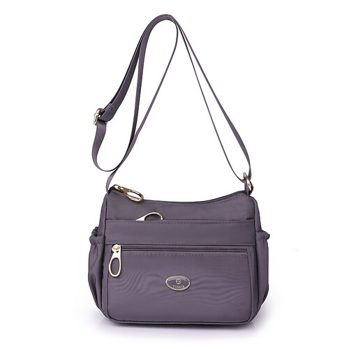 

Women's Crossbody Bag Nylon Daily Zipper Large Capacity Waterproof Foldable Solid Color Black Dark Purple Red