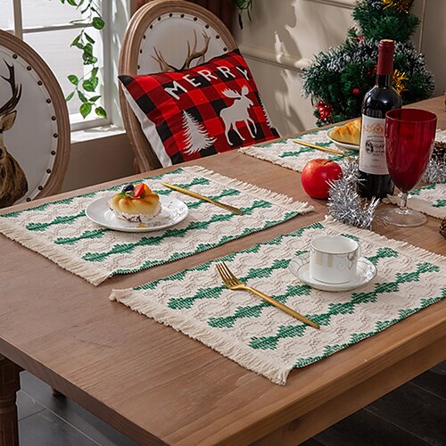 

Tapis de repas de noël tapis de tasse de ménage de style nordique tapis de bol et d'assiette isolés tapis de repas occidental évidé tapis de table transfrontalier