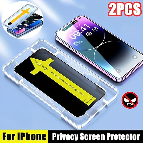 

2 Stück Schutzfolie Für Apple iPhone 15 Pro Max Plus 14 13 12 11 X XR XS 8 7 Hartglas Ein-Klick-Installation Datenschutz Anti - Spionage 9H Härtegrad Anti-Blasen Anti-Fingerprint