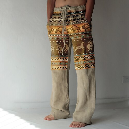 

Homme Pantalon pantalon été Pantalon de plage Cordon Taille elastique Impression 3D Bloc de couleur Imprimés Photos Vache Confort Casual du quotidien Vacances Vêtement de rue Hawaïen Bleu Vert