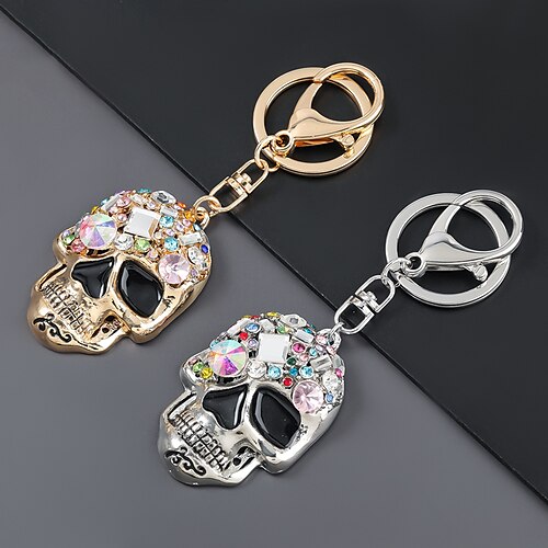 

Europäische und amerikanische Strass-Totenkopf-Metall-Schlüsselanhänger, Stereo-Auto-Koffer-Aufhänger, dekorativer Knopf