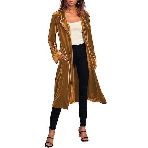 

Mujer Abrigo Gabardina Fiesta Navidad Calle Otoño Invierno Largo Abrigo Ajuste regular Mantiene abrigado Transpirable Elegante Casual Estilo callejero Chaquetas Manga Larga Plano Con bolsillos Con