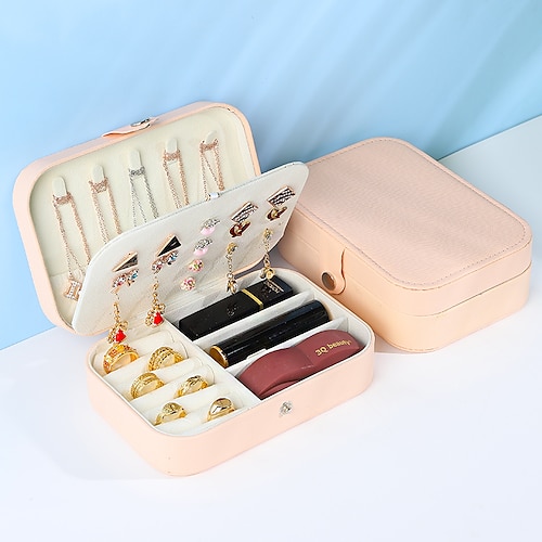 

1PC Jewelry Box Portable Wearable Durable PVC(PolyVinyl Chloride) For Women's Casual Everyday Use Portable