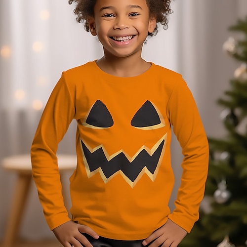 

Halloween meninos 3d abóbora manga longa impressão 3d outono inverno esportes moda streetwear poliéster crianças 3-12 anos gola redonda ao ar livre casual diário ajuste regular