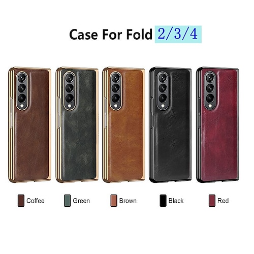 

telefone Capinha Para Samsung Galaxy Z Fold 5 Z Fold 4 Z Fold 3 Z Fold 2 Capa traseira Couro Virar Magnético Retro Cor Sólida TPU Couro PU