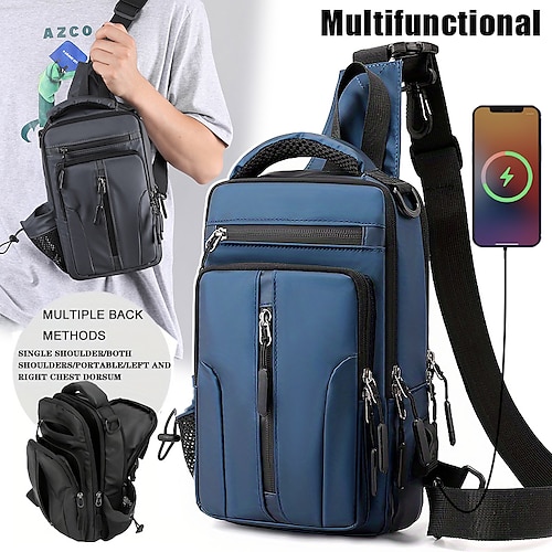 

Herren Umhängetasche Schultertasche Brusttasche Nylon Outdoor Täglich Festtage Reißverschluss Hohe Kapazität Wasserdicht Leichtgewichtig Feste Farbe Schwarz Weiß Marineblau