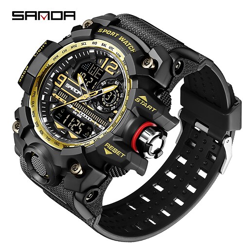 

SANDA Hombre Reloj Digital Deportes Moda Reloj de Muñeca Resistente a los Golpes Luminoso Cronómetro Despertador Calendario TPU Reloj