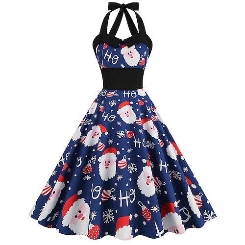 

1950s Vintage inspiriert Cocktailkleid Vintage-Kleid Kleid Partykostüm Cocktailkleid Ballkleid Swing-Kleid Prinzessin Audrey Hepburn Damen Halfter Schleife Cosplay Kostüm Ballkleid Maskerade Party