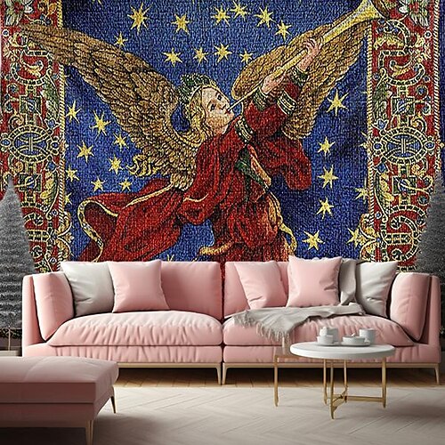 

Tapiz colgante de Ángel de Navidad, arte de pared, tapiz grande, decoración mural, fotografía, telón de fondo, manta, cortina, decoración para el hogar, dormitorio y sala de estar