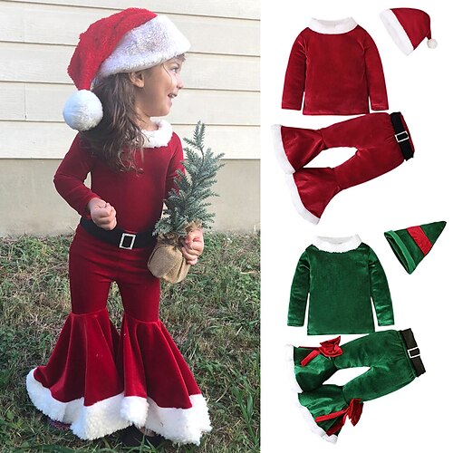 

Santa Claus Elf Santa Suits Girls' Cosplay Costume Christmas Christmas Masquerade Christmas Eve Kid's Party Christmas Polyester Costume