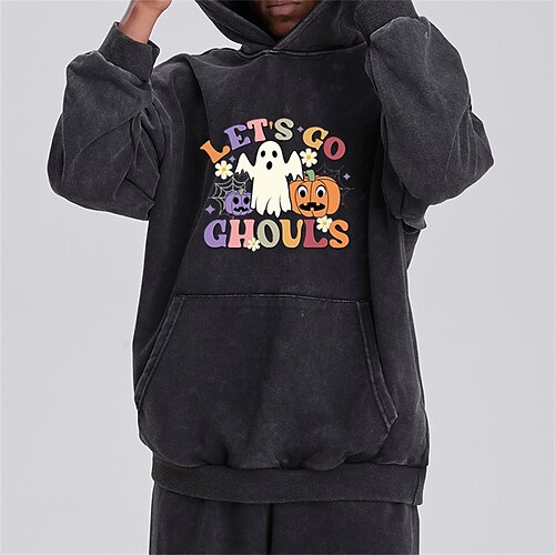 

Halloween Potiron Sweat à capuche T-shirt délavé à l'acide surdimensionné Imprime Poche avant Art graphique Sweat à capuche Pour Homme Femme Unisexe Adulte Estampage à chaud 100 % Polyester Casual