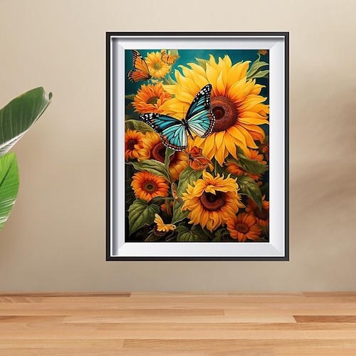 

Arte de pared, impresiones en lienzo de mariposa y girasol, imágenes de carteles, pintura decorativa de tela para imágenes de salón sin marco