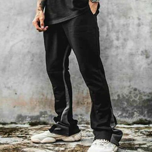 

Men's Sweatpants Joggers Trousers Flared Sweatpants Pocket Drawstring Elastic Waist Plain Comfort Breathable Outdoor Daily Going out 100% Cotton Fashion Casual Black Grey