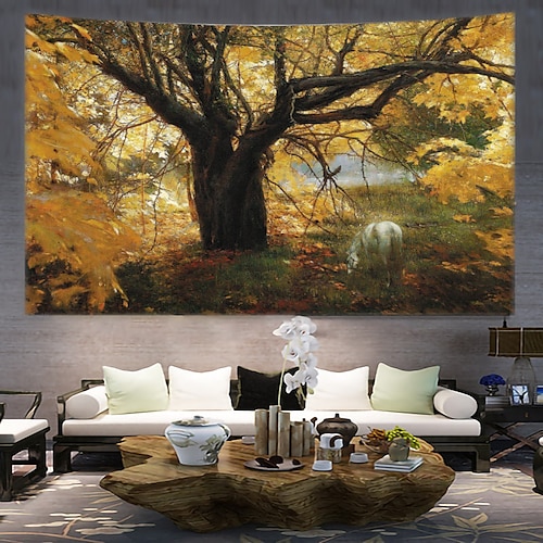 

Autumn Landscape Hanging Tapestry Wall Art Large Tapestry Mural Decor Photograph Backdrop Blanket Curtain Home Bedroom Living Room Decoration Halloween Decorations