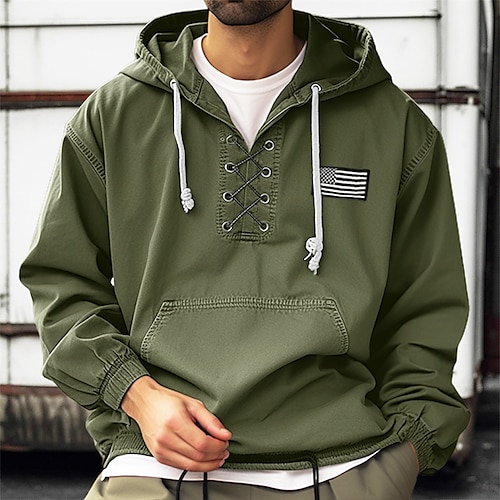 

Hombre Sudadera Sudadera táctica con capucha Negro Verde Ejército Caqui Con Capucha Bandera Acordonado Deporte Diario Festivos Ropa de calle Fresco Casual Primavera Otoño Ropa Sudaderas con capucha