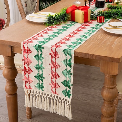 

Christmas Table Runner, Seasonal Winter Christmas Xmas Holiday Farmhouse Style Table Decoration