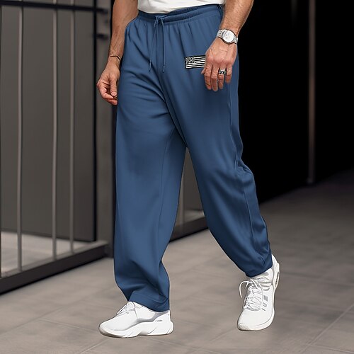 

Hombre Pantalones de Deporte Persona que practica jogging Pantalones Correa Cintura elástica Bandera Comodidad Transpirable Casual Diario Festivos Deportes Moda Negro Azul Marino