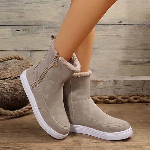 

Damen Stiefel Stiefeletten Täglich Flacher Absatz Runde Zehe Brautkleider schlicht Wildleder Reißverschluss Khaki