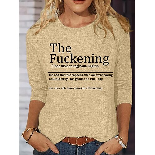 

Damen T Shirt Schwarz Weiß Blau Buchstabe Bedruckt Langarm Täglich Wochenende Modisch Rundhalsausschnitt Regular Fit Farbe Frühling Herbst